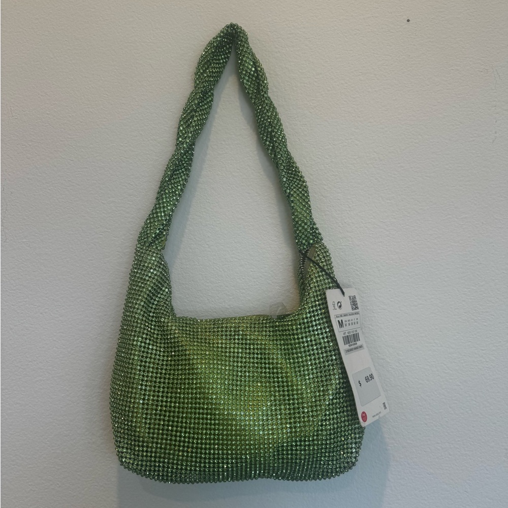 Zara Green Rhinestone bag